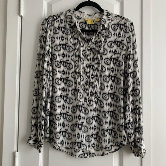 Anthropologie Tops - Anthropologie Maeve Bicycle Long Sleeve Blouse